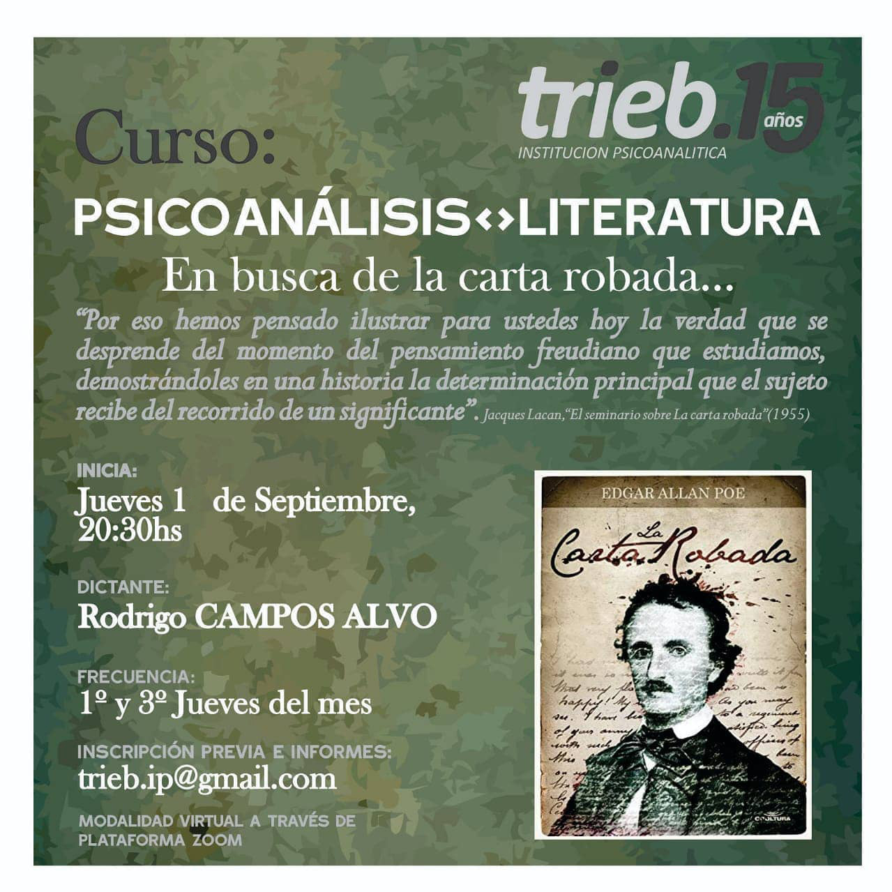 En este momento estás viendo Curso: «Psicoanálisis <> literatura. En busca de la carta robada…»