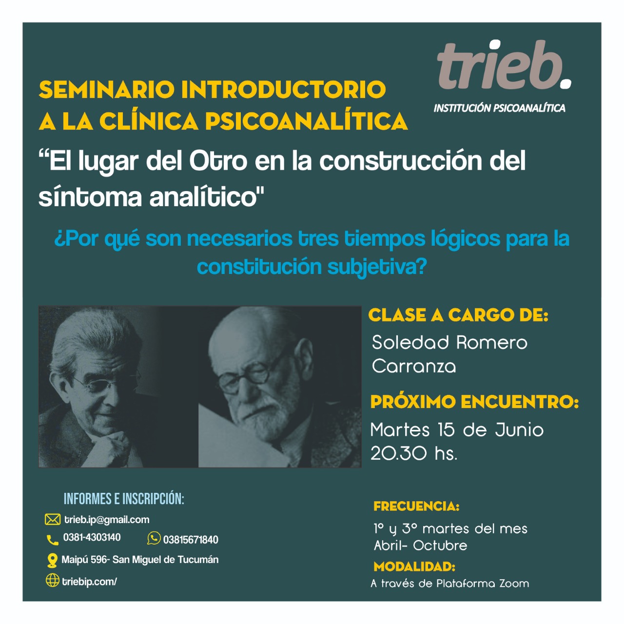 En este momento estás viendo Los invitamos a la quinta clase del Seminario Introductorio que estará a cargo de  Soledad Romero Carranza.