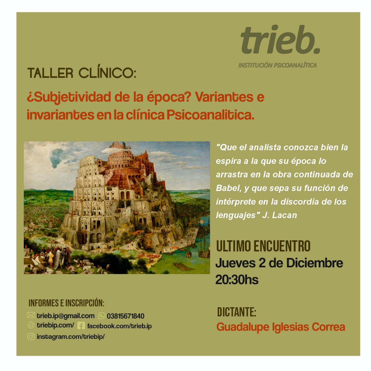 En este momento estás viendo Taller Clínico «¿Subjetividad de la época? Variantes e invariantes en la clínica Psicoanalítica.»