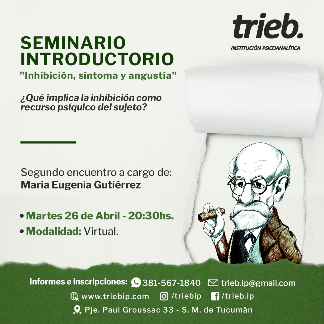 En este momento estás viendo SEMINARIO INTRODUCTORIO «Inhibición, síntoma y angustia»