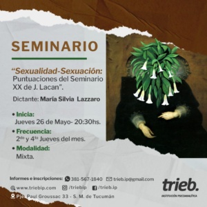 Lee más sobre el artículo SEMINARIO: “Sexualidad-Sexuación: Puntuaciones del Seminario XX de J. Lacan”.
