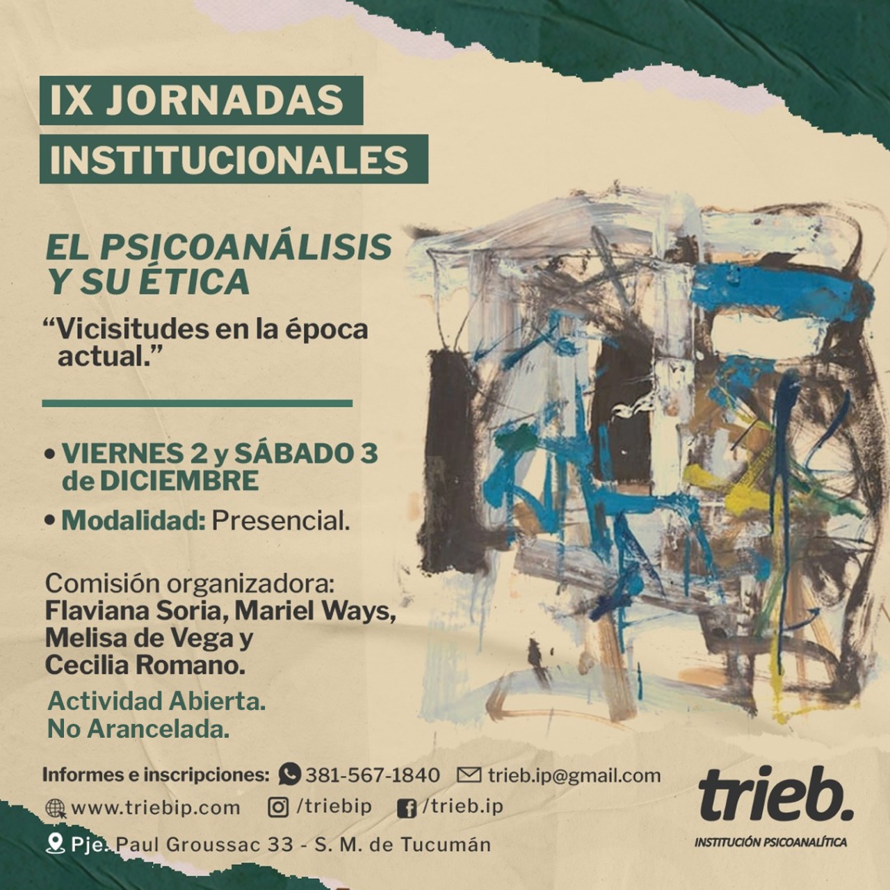 En este momento estás viendo IX JORNADAS INSTITUCIONALES: “PSICOANALISIS Y SU ÉTICA: Vicisitudes en la época actual”