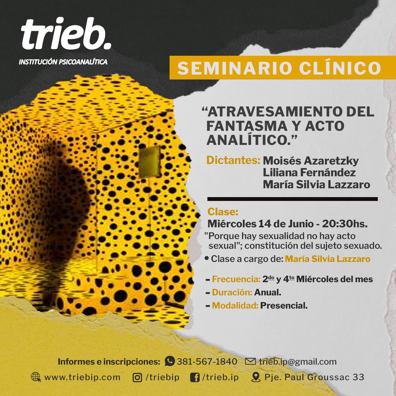 En este momento estás viendo Seminario Clínico – «Atravesamiento del fantasma y acto analítico» – CLASE: miércoles 14 de junio