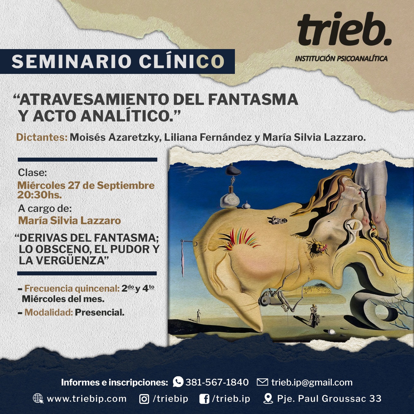 En este momento estás viendo Seminario Clínico – «Atravesamiento del fantasma y acto analítico» – CLASE: miércoles 27 de septiembre